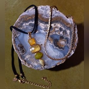 Necklace and Anklet - Green and Gold Tones